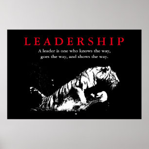 Poster Motivation du leadership du tigre noir blanc