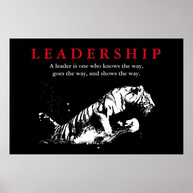 Poster Motivation du leadership du tigre noir blanc (Devant)