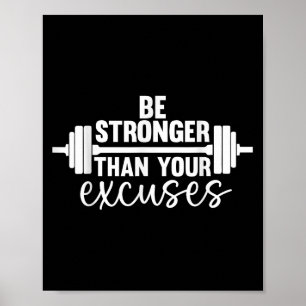 Poster Motivation Gym Être Plus Forte Que Vos Excuses