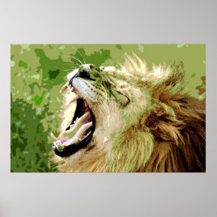 Poster Motivation Leadership Roaring Lion Pop Art