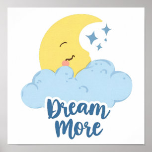 Poster Motivation Lune et Étoiles Célestes
