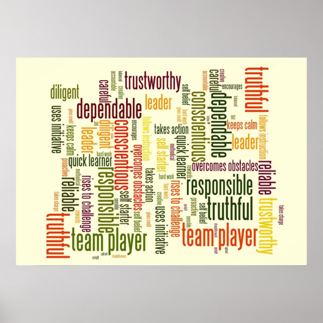 Poster Motivation Mots #4 valeurs positives (Devant)