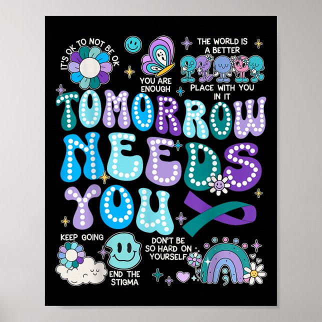 Poster Motivation Ribbon Suicide Prevention Awarenes Wome (Devant)