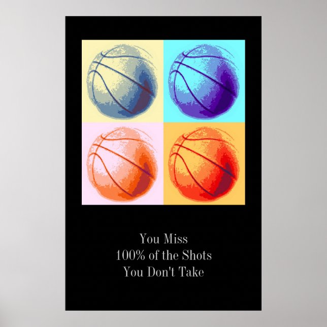 Poster Motivational Citation Pop Art Style Basketb (Devant)