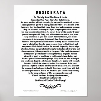 Poster Motivational Desiderata Poem par Max Ehrmann