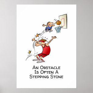 Poster Motivational Obstacle Is A Stepping Stone Cartoon