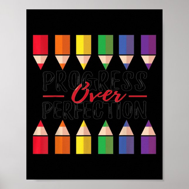 Poster Motivational Progress Over Perfection Back To Scho (Devant)