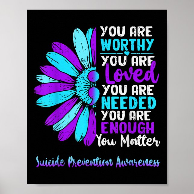 Poster Motivational Suicide Prevention Awareness Teal Pur (Devant)