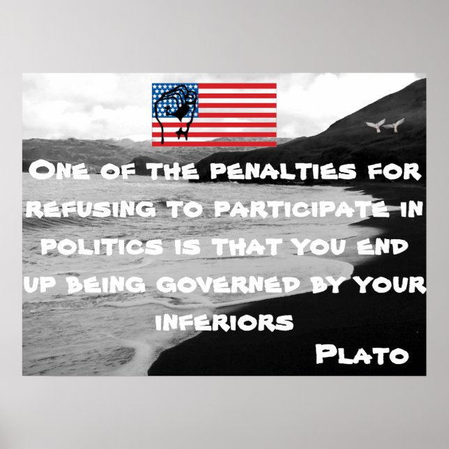 Poster motivationnel avec citation par Platon (Devant)