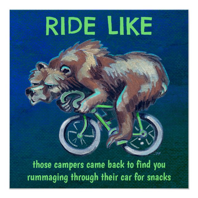 Poster motivationnel de l'ours à vélo (Devant)