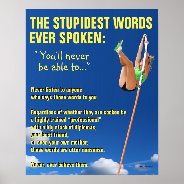 Poster Motivationnel : Mots Stupidents Jamais Parl (Devant)