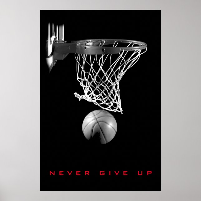 Poster Motivationnel noir blanc n'abandonne jamais le bas (Devant)