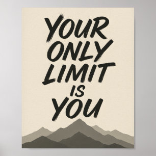 Poster Motivationnel Typographie Gras & Art de Montagne