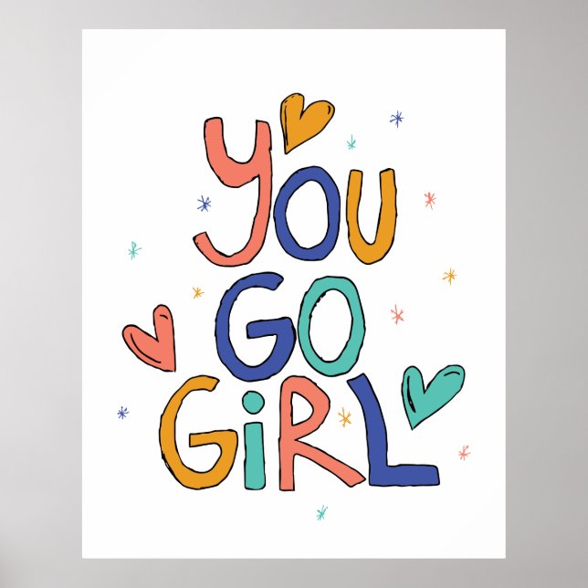 Poster Motivationnel Une fille Cool You Go Girl Clipart G (Devant)