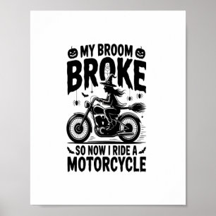 Poster Moto à cheval sorcière Halloween