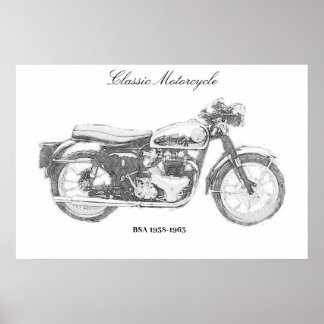 Poster Moto classique imprimé art moto britannique vélo