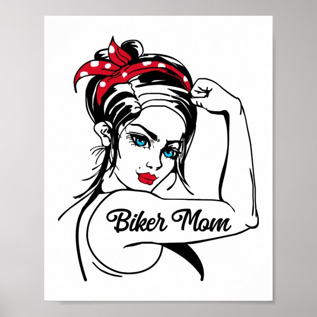 Poster Moto classique Moto Biker Maman Femme Grand-mère (Devant)