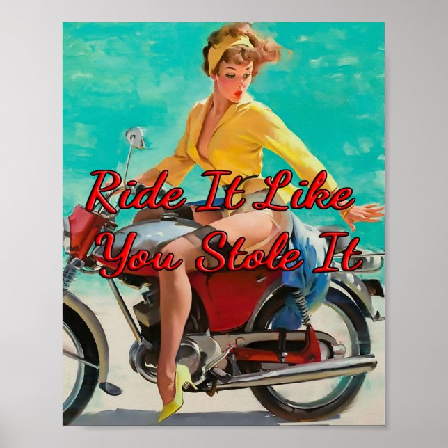 Poster Moto Girl des années 1950 par Gil Elvgren (Devant)