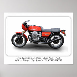 Poster Moto Guzzi 850 Le Mans 1976 - Taille A3