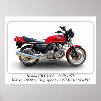 Poster Moto Honda CBX 1000 - A3 Taille Imprimer l'affiche