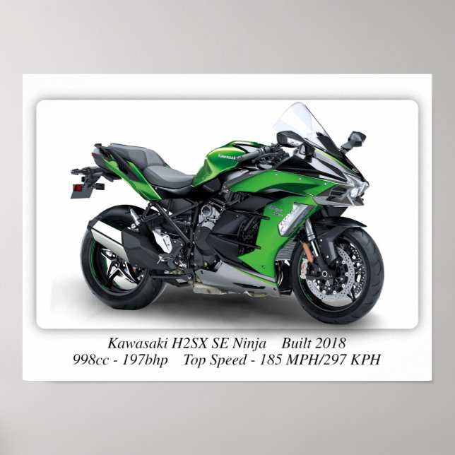 Poster Moto Kawasaki H2SX SE Ninja - A3 (Devant)