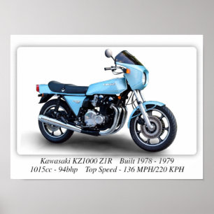 Poster Moto Kawasaki KZ1000 Z1R - Taille A3 Imprimer