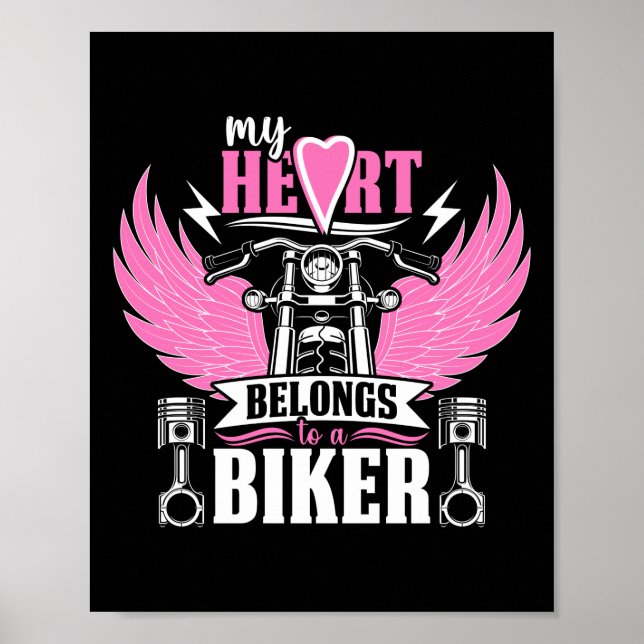 Poster Moto Mon Coeur Appartient À Une Petite Amie Biker (Devant)