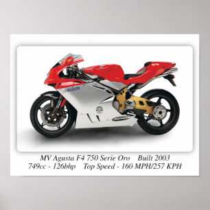 Poster Moto MV Agusta F4750 Serie Oro - Taille A3
