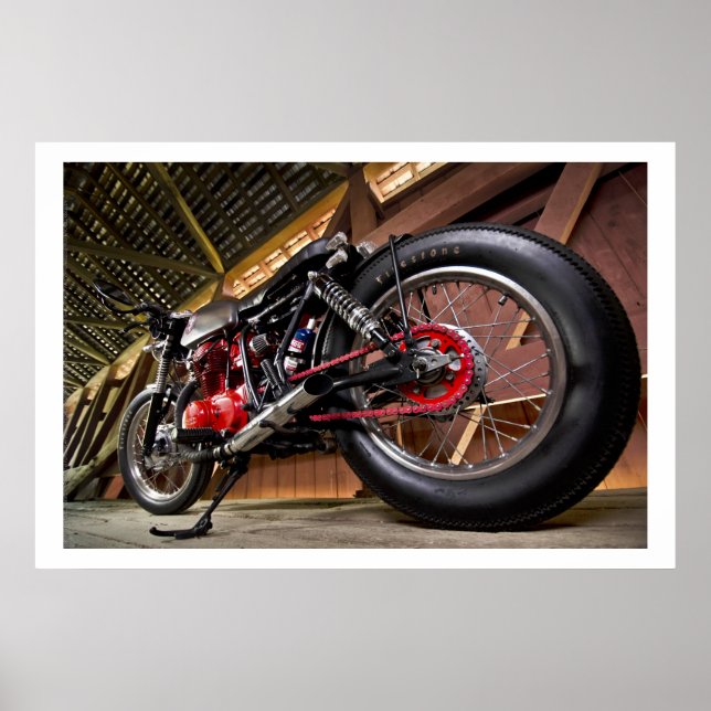 Poster Moto personnalisé avec détails rouges (Devant)
