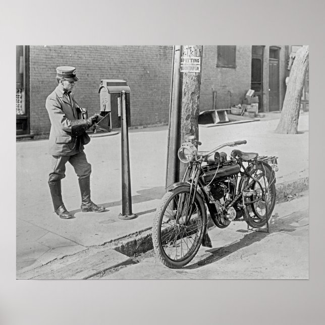 Poster Moto Postman, 1909. Photo vintage (Devant)