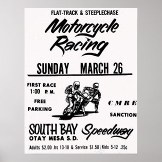 Poster Moto Racing South Bay Speedway Otay Mesa
