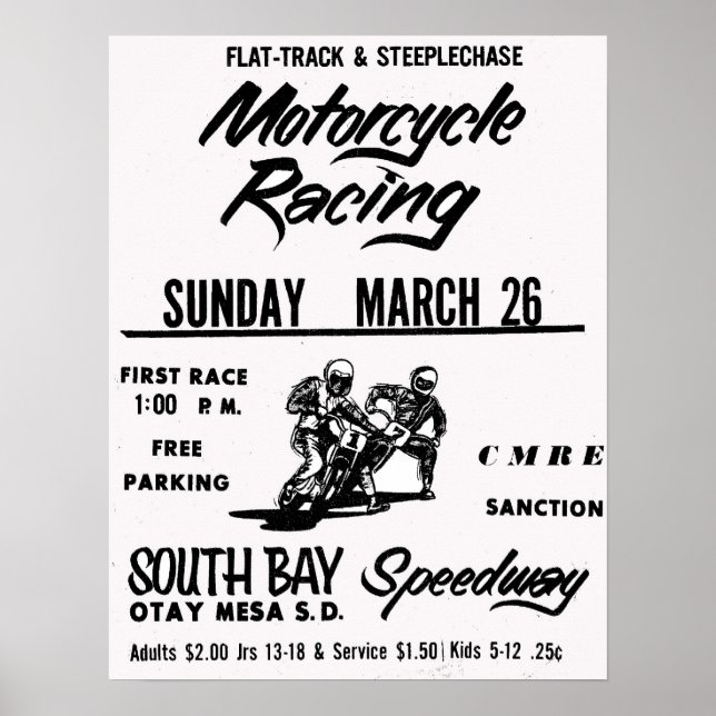 Poster Moto Racing South Bay Speedway Otay Mesa (Devant)