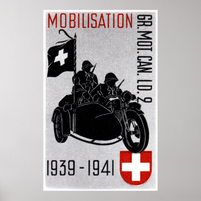 Poster Moto Recon Suisse 2ème guerre mondiale (Devant)