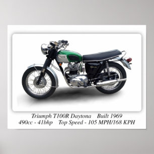 Poster Moto Triumph T100R Daytona - A3