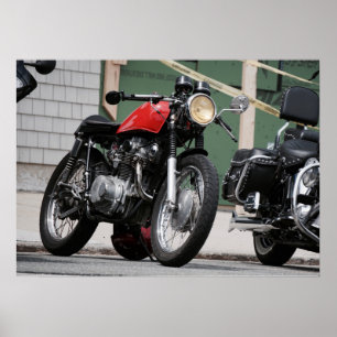 Poster Moto vintage de gosse de coureur de café de les
