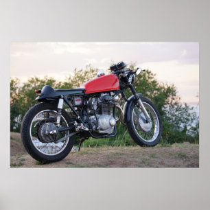 Poster Moto vintage de gosse de coureur de café les