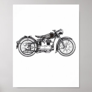 Poster Moto Vintage Rétro _ J'Aime Ma Moto