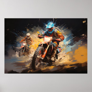Poster Motocross Action Sport Peinture Art Décor Abstrait