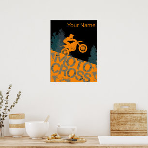 Poster Motocross Biker Moto Vintage et Moto