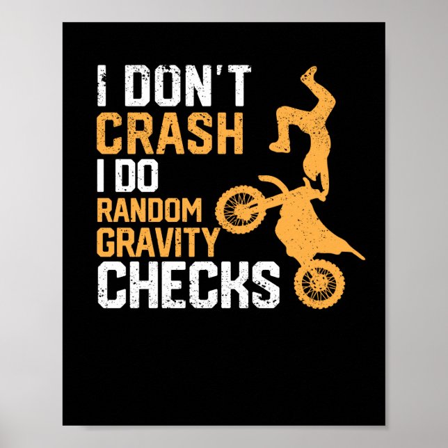 Poster Motocross Dirt Bike Je ne crash Je fais pas Random (Devant)