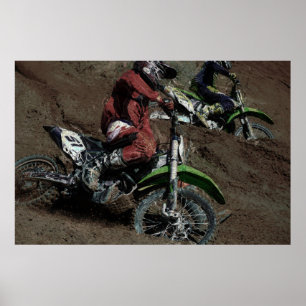 Poster Motocross Dirt-Bike Racer Spray Dirt