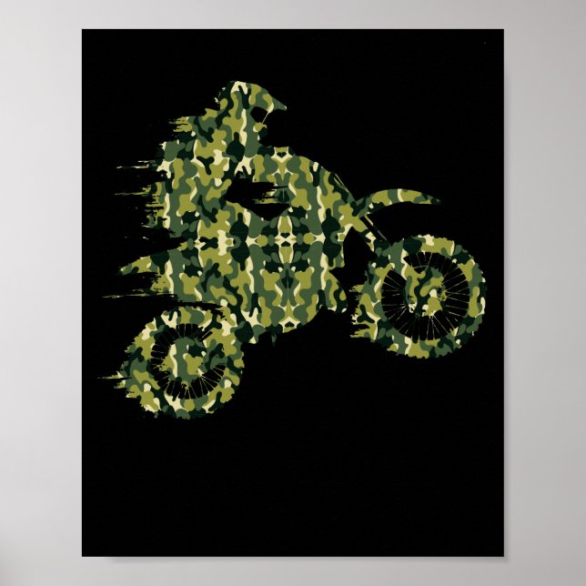 Poster Motocross Dirt Bike Racing Chemise Camo Camouflage (Devant)