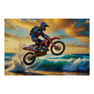 Poster Motocross Racer à Beach Race II