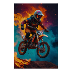Poster Motocross Rider Échapper à la lave