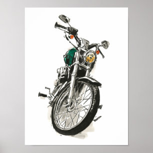 Poster Motocyclette en encre I