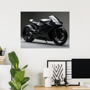 Poster Motocyclette noire