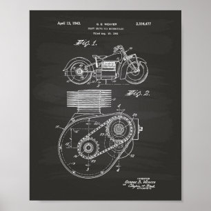 Poster Motocyclettes 1943 Brevet Art Chalkboard