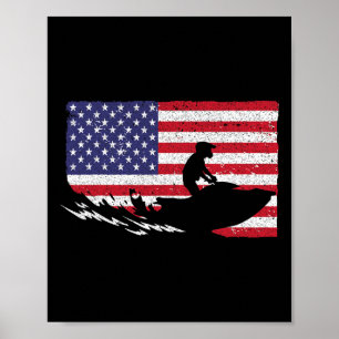 Poster Motoneige Cool pour hommes femmes skieurs drapeau