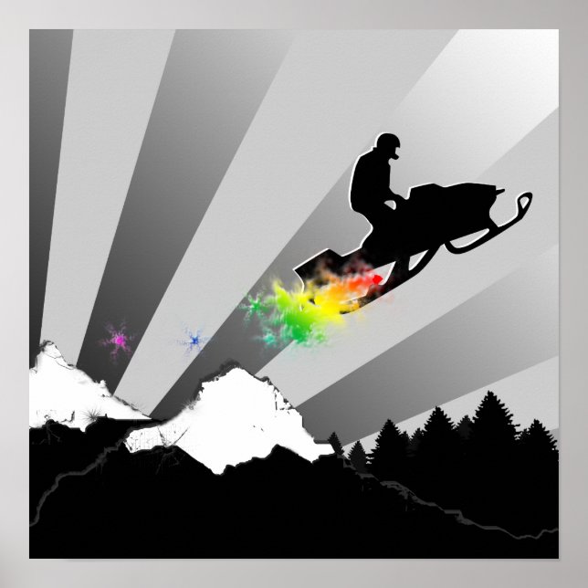 Poster motoneige. piste en poudre. (Devant)