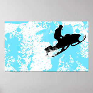 Poster motoneige. piste en poudre.